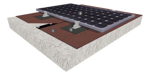 Procédé photovoltaïque à plat sur béton avec étanchéité monocouche fixée mécaniquement